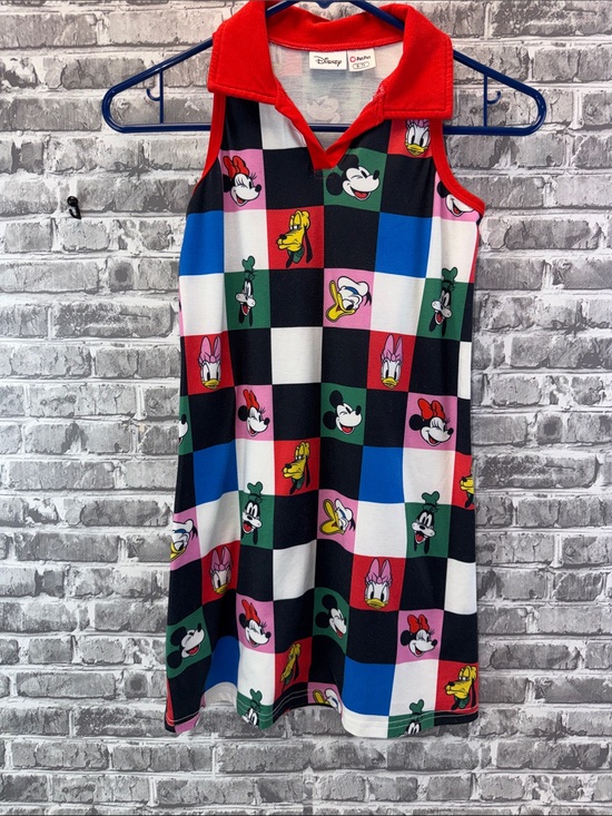 Disney Other - Disney Red Collar Checkerboard Character Dress with Multi-Colored Squares